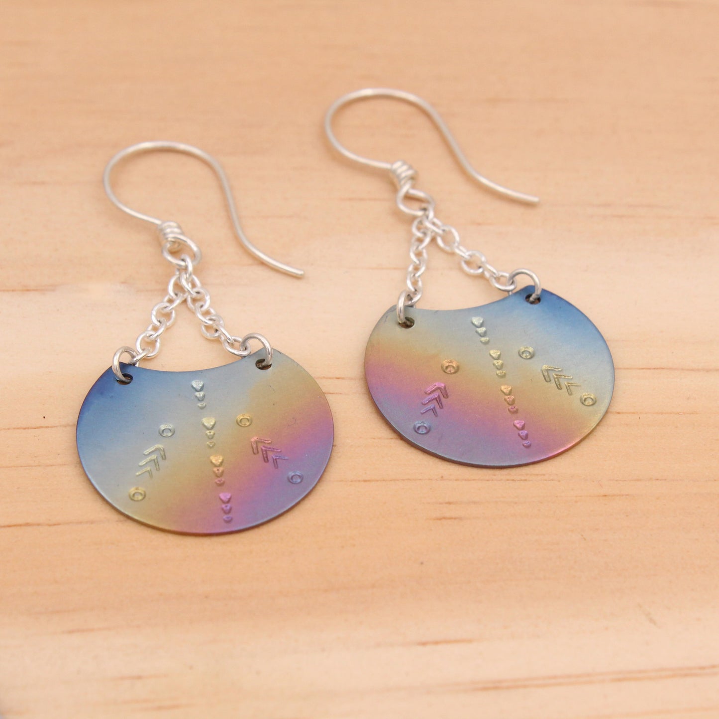 20% off - #3093 Titanium and Silver Dangle Earrings