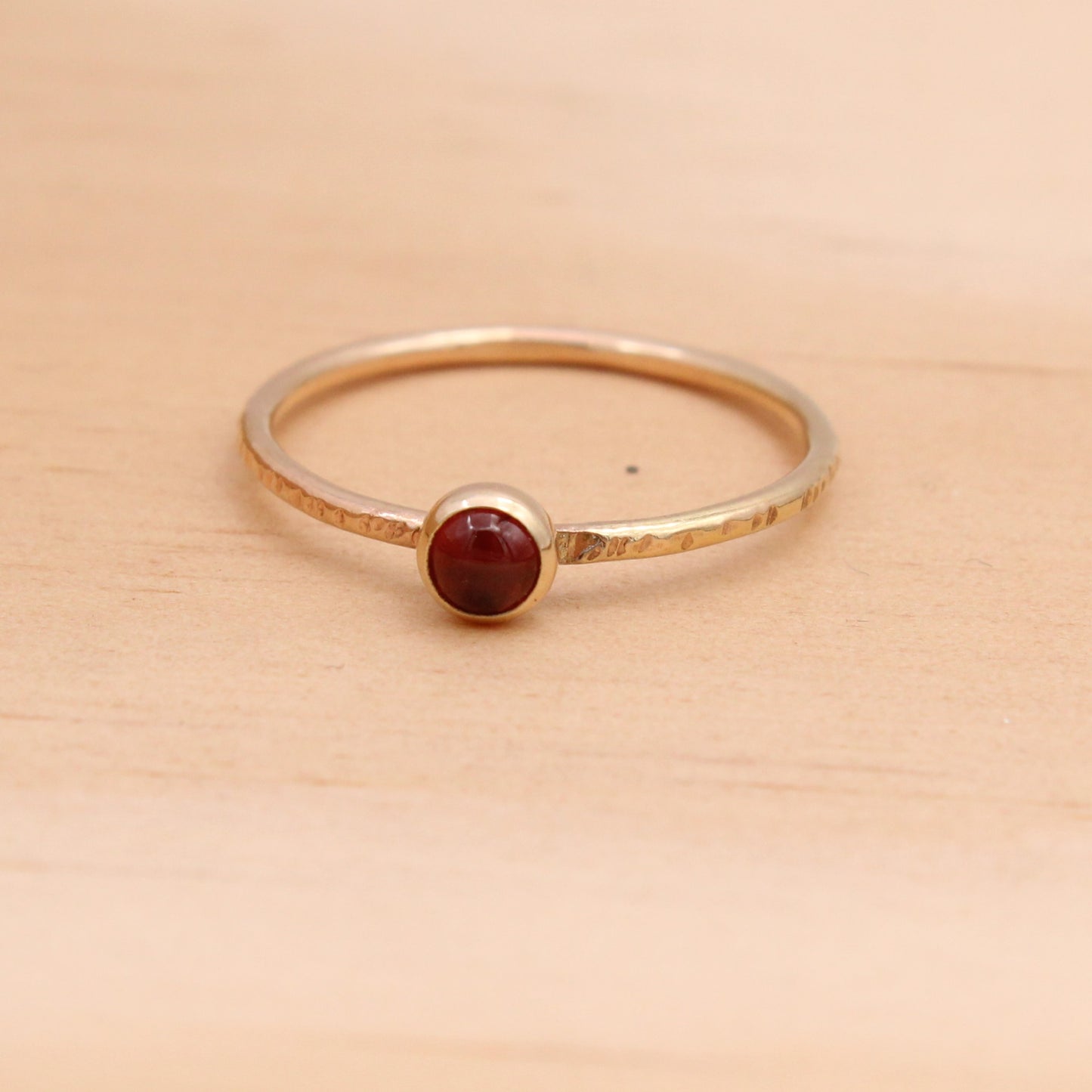 Size 7.5 Garnet and Gold Filled Ring