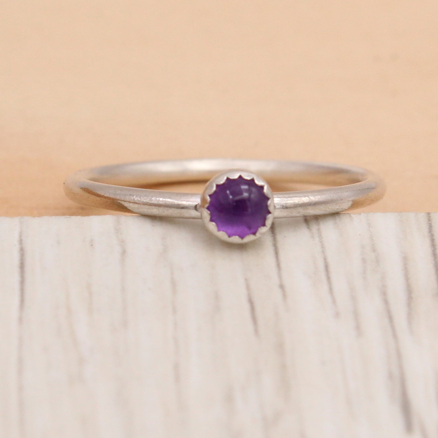 Size 7.5 Amethyst and Silver Ring