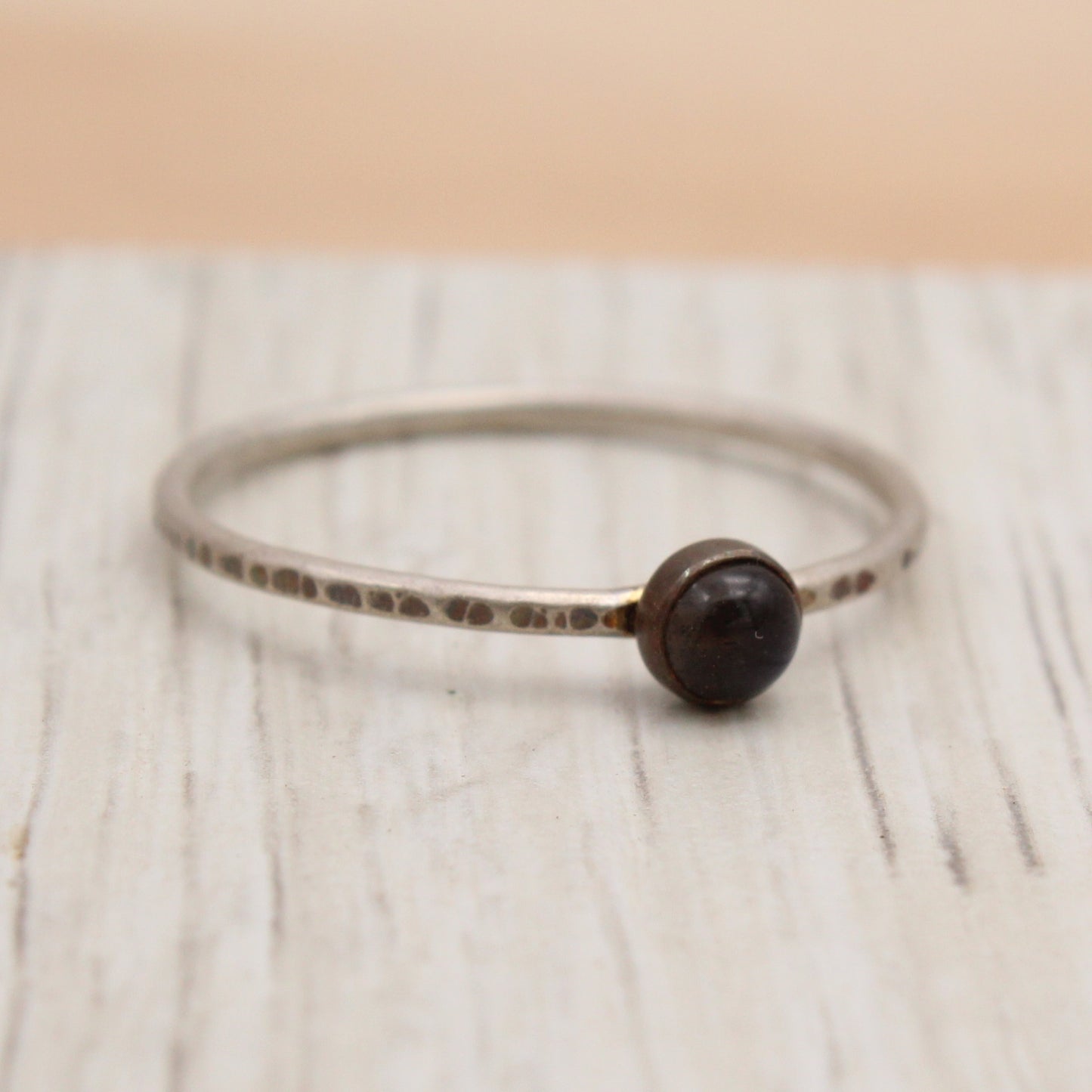 Size 10 Onyx, Copper and Silver Ring