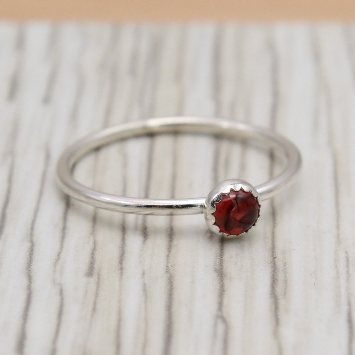 Size 7 Garnet and Silver Ring