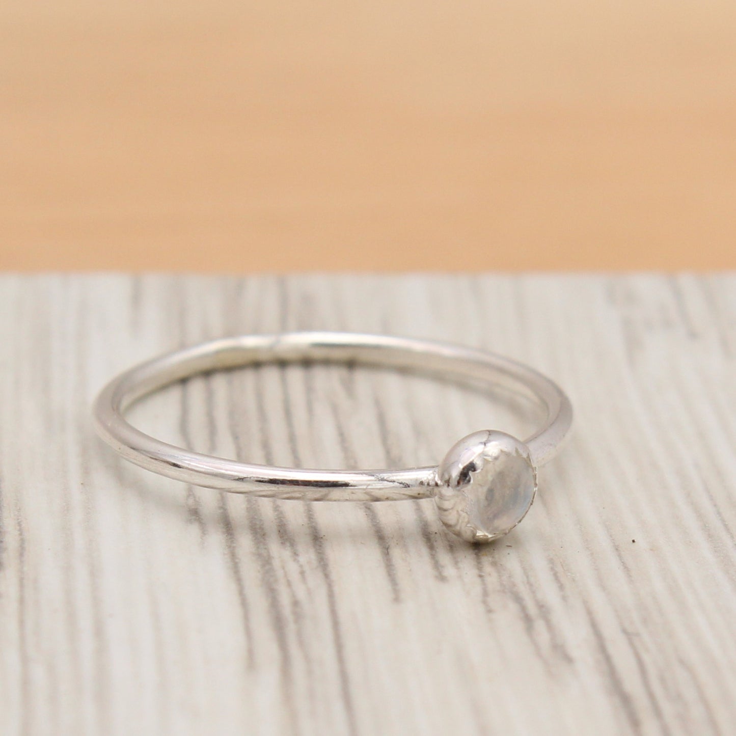 Size 7.75 Rainbow Moonstone and Silver Ring Size