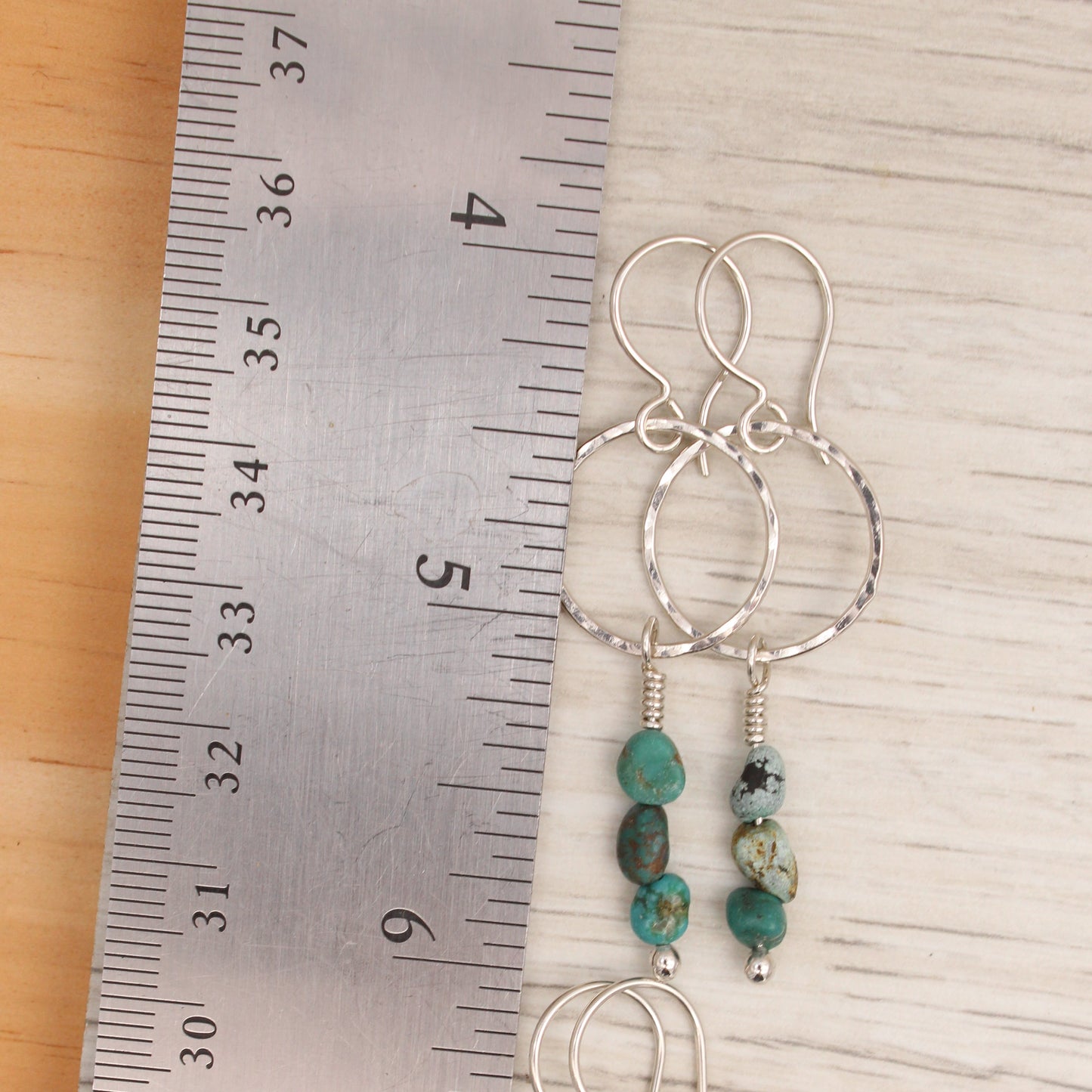 #3122 Hubei Turquoise on Silver Dangle Earrings