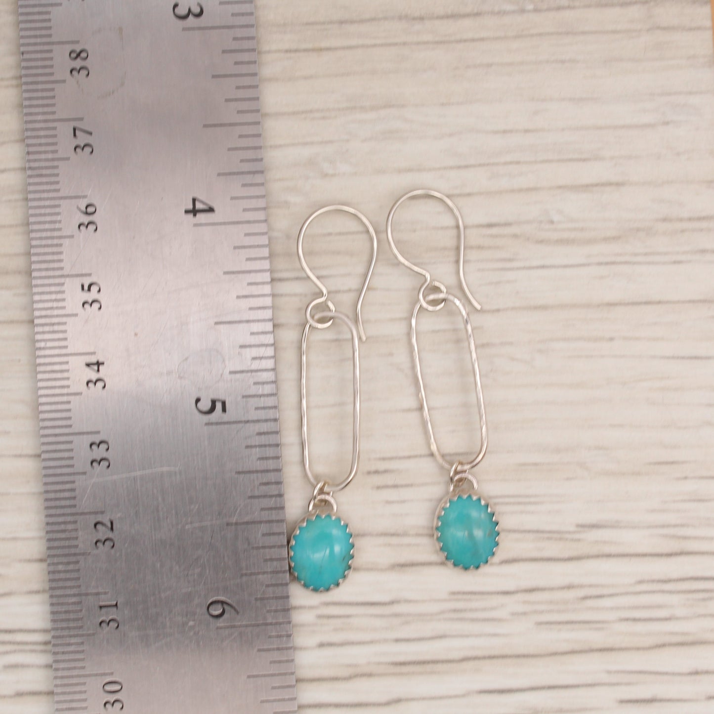 #3125 Blue Gem Turquoise and Silver Earrings