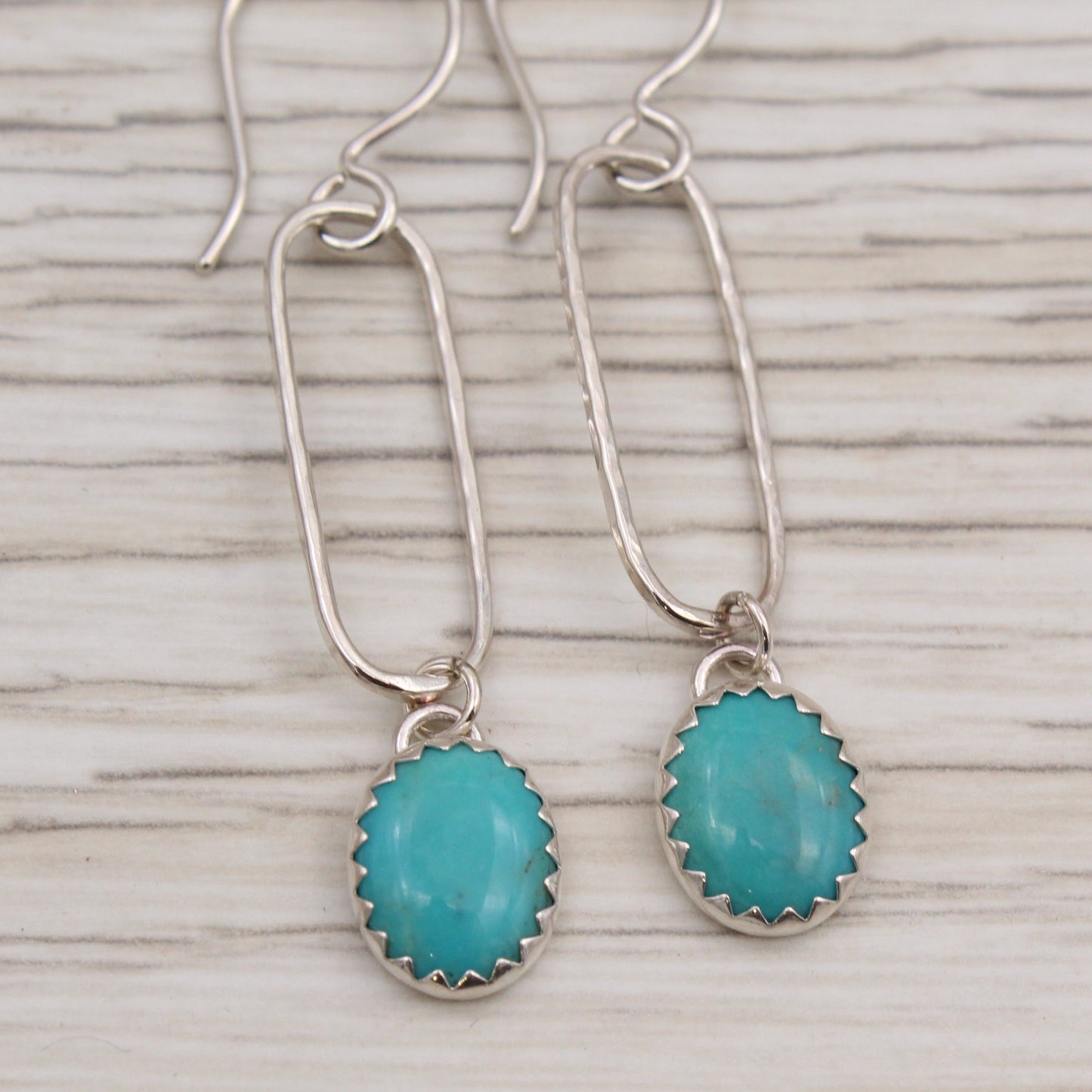#3125 Blue Gem Turquoise and Silver Earrings
