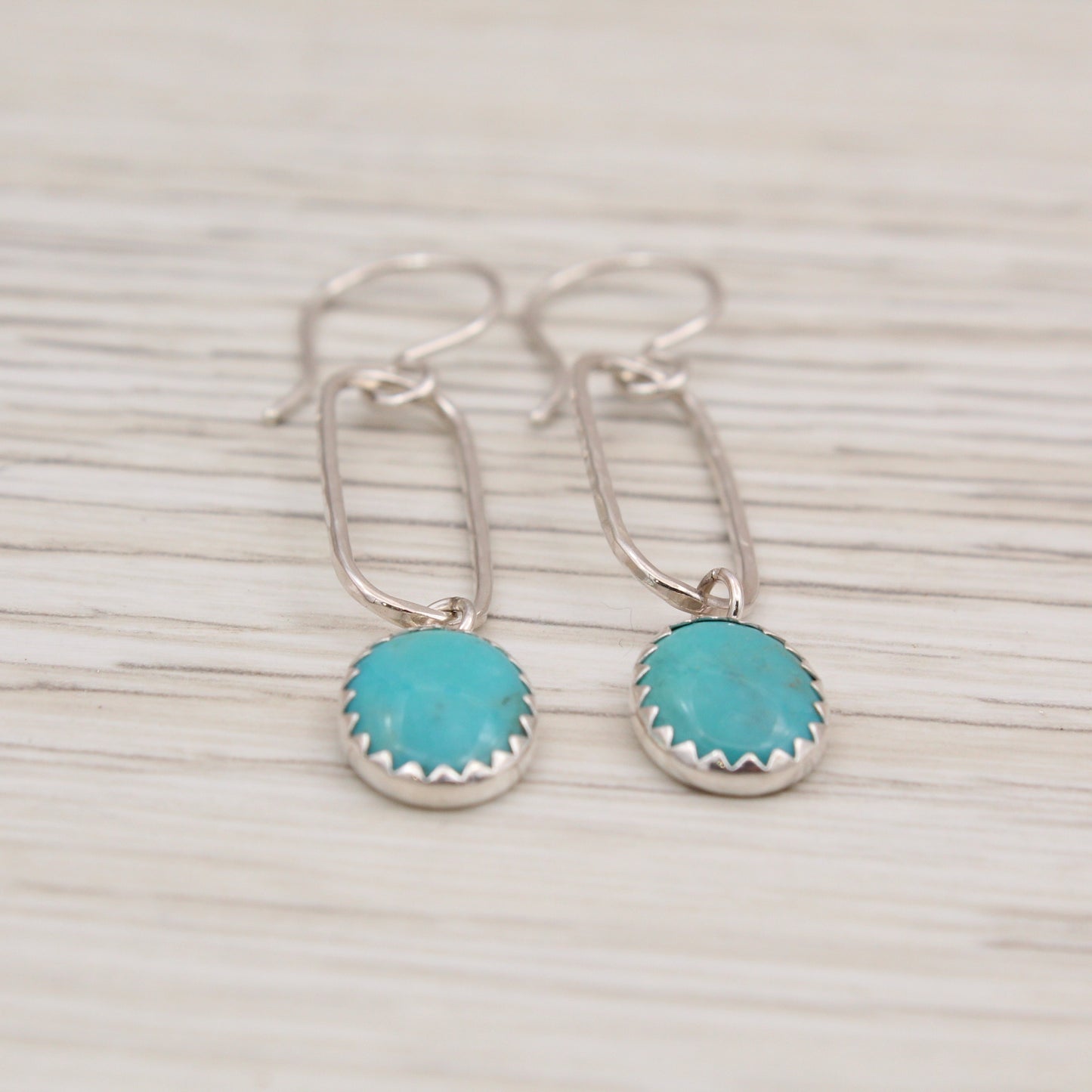 #3125 Blue Gem Turquoise and Silver Earrings