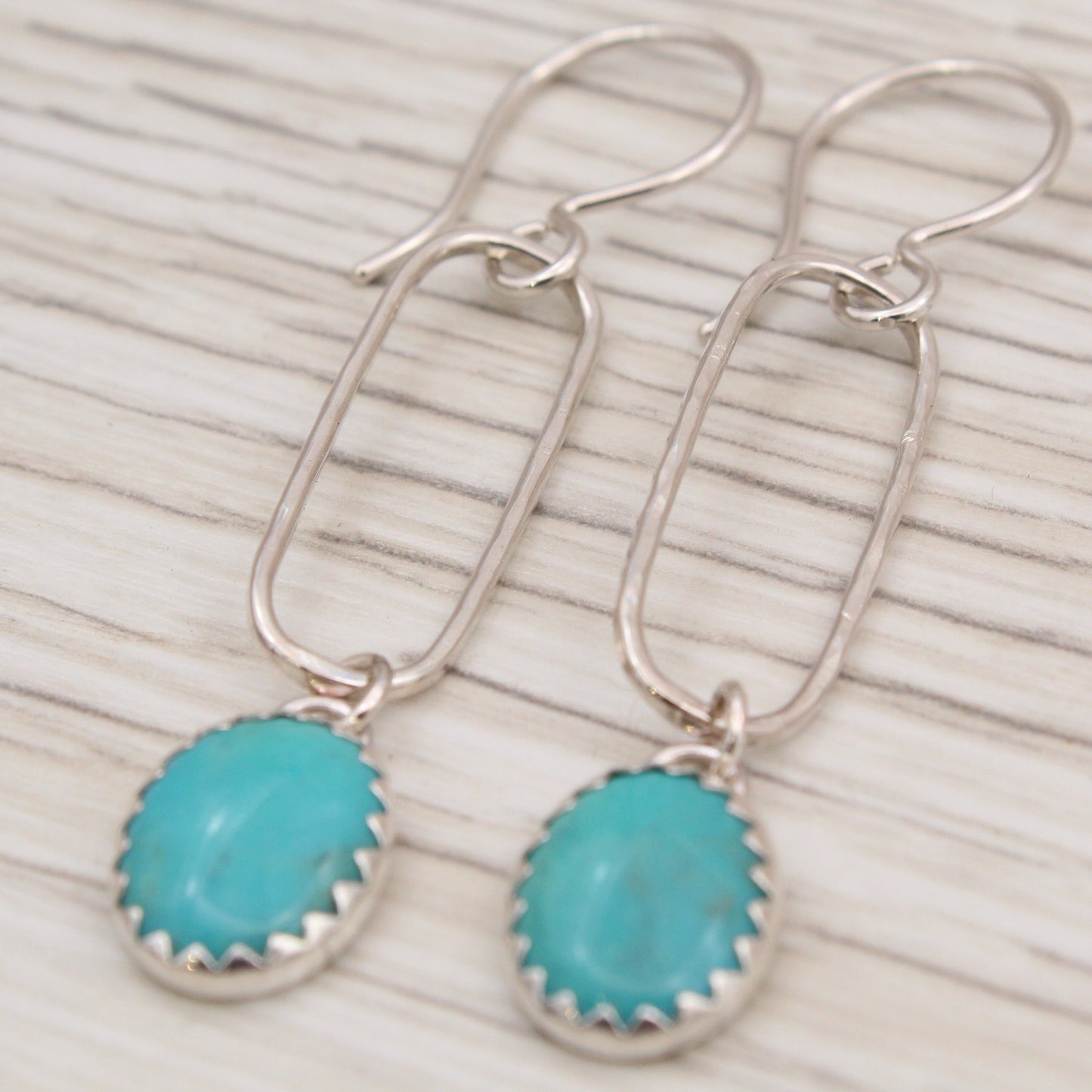 #3125 Blue Gem Turquoise and Silver Earrings