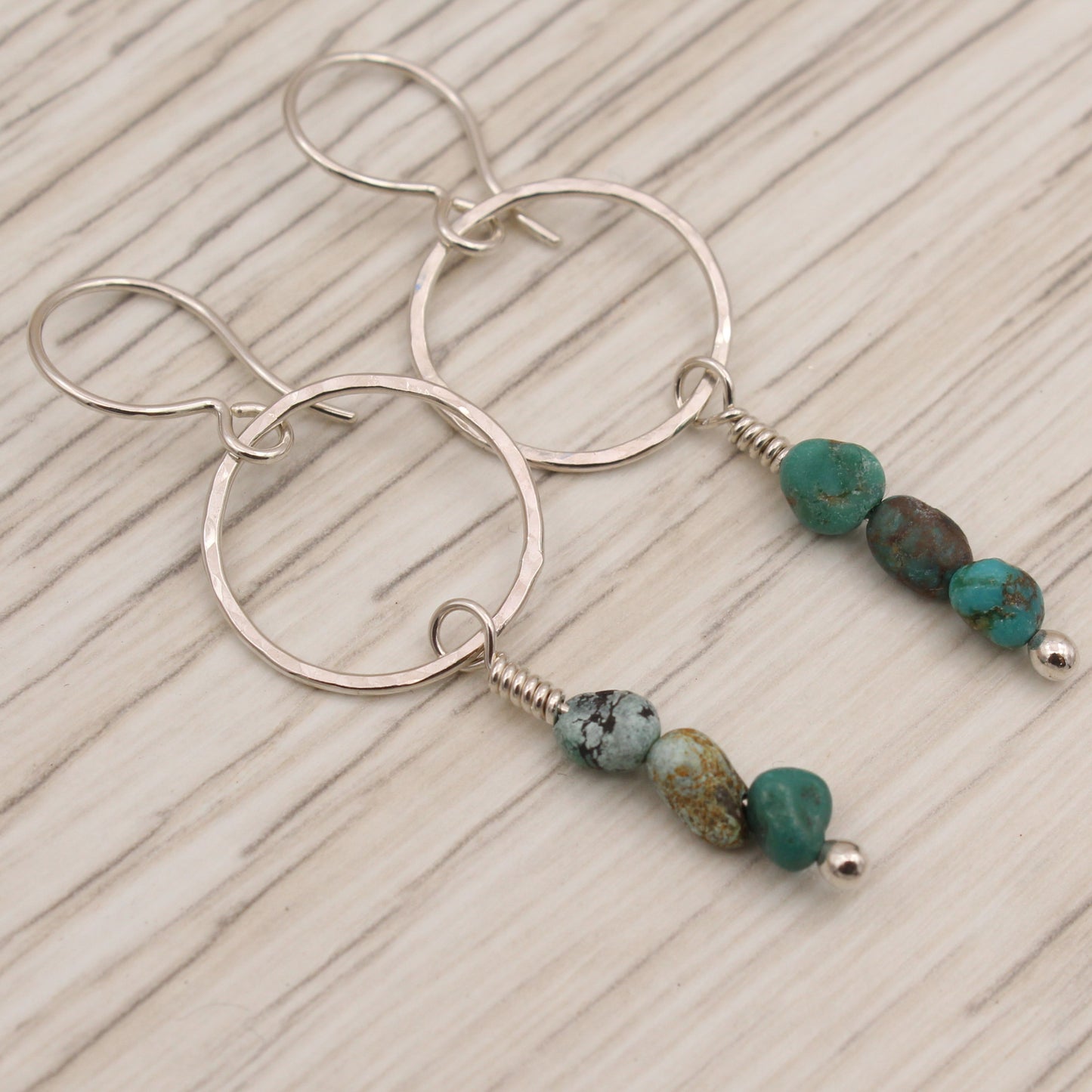 #3122 Hubei Turquoise on Silver Dangle Earrings