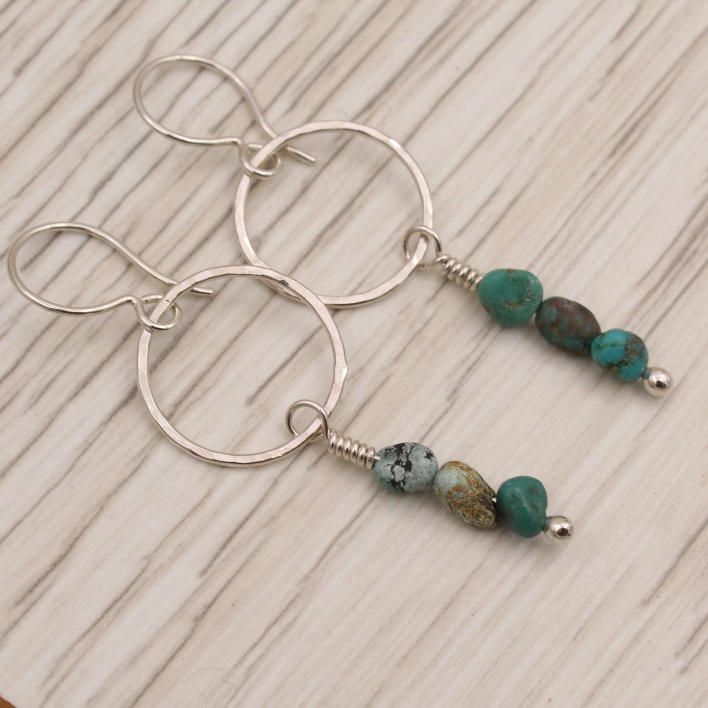 #3122 Hubei Turquoise on Silver Dangle Earrings