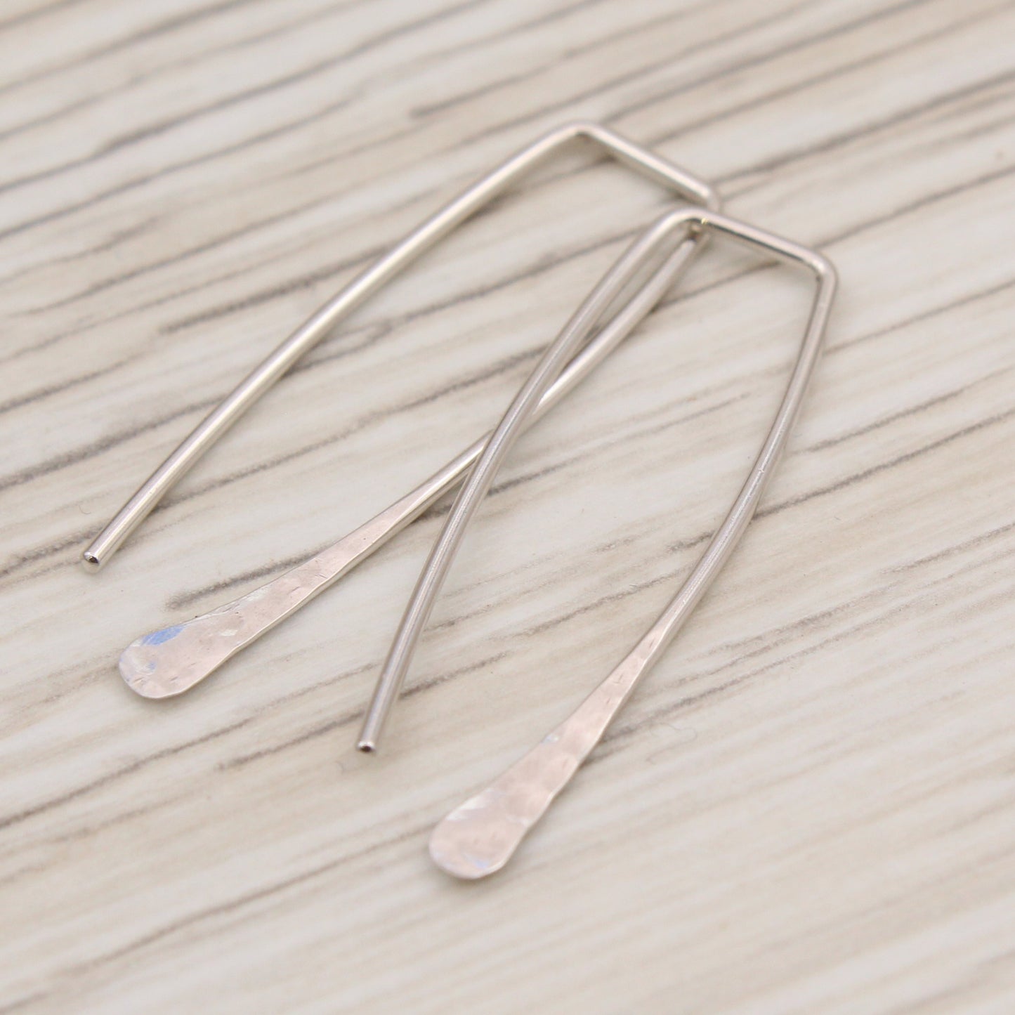 #3117 Minimalist Hammered Open Rectangle Hoops