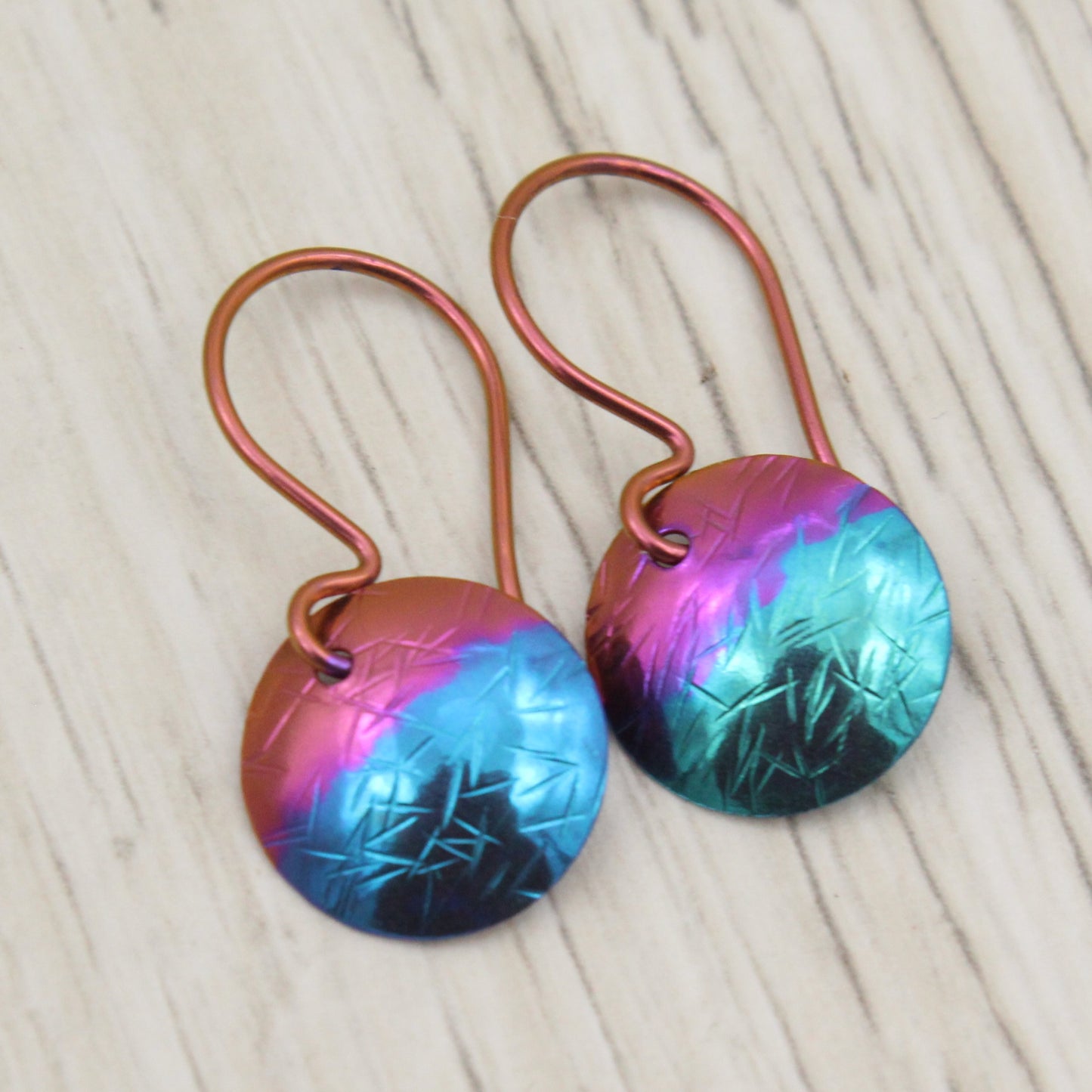 #3142 Two Tone Niobium Dangle Earrings