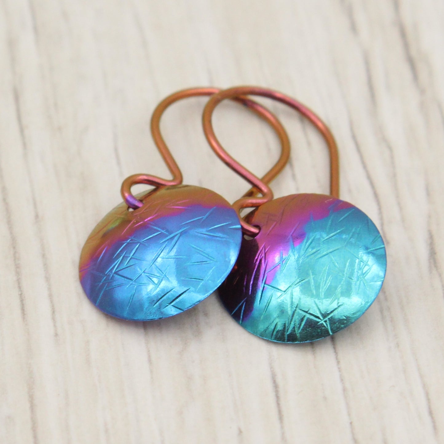 #3142 Two Tone Niobium Dangle Earrings