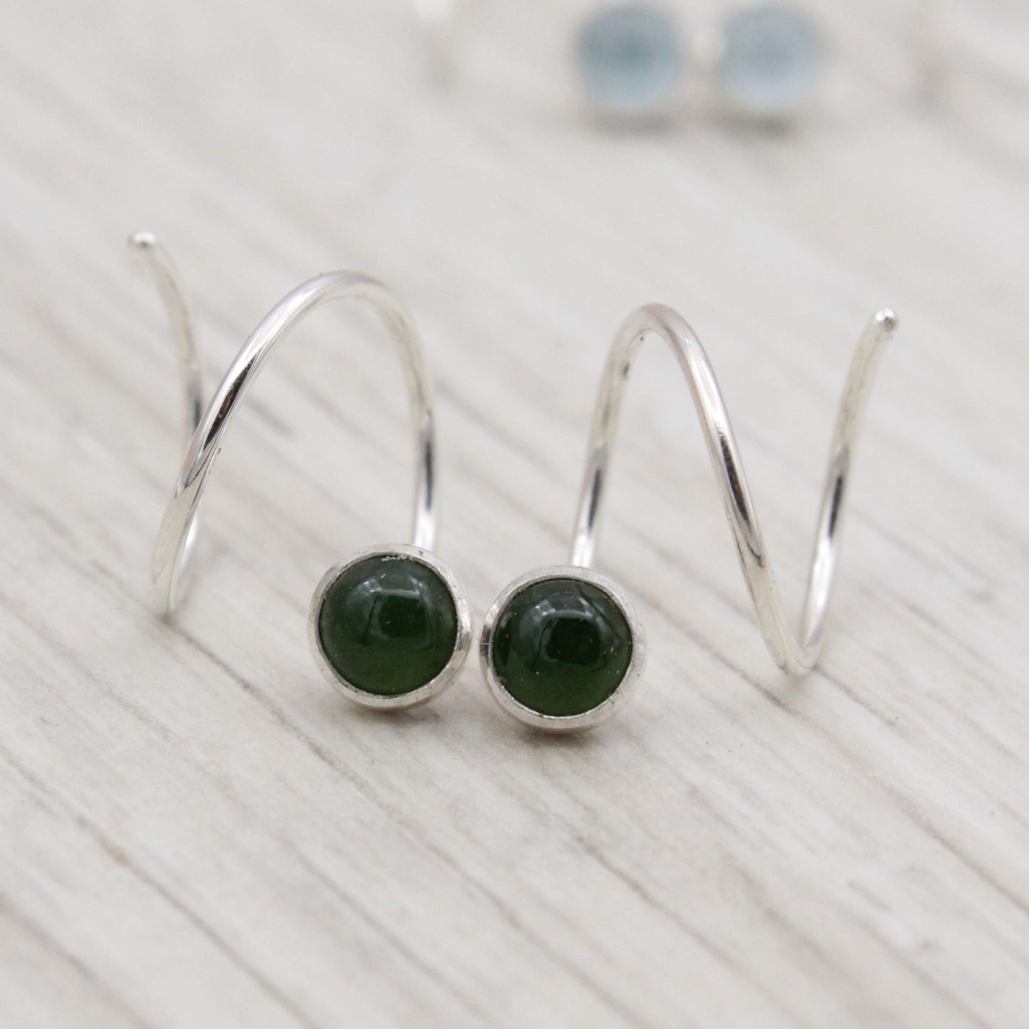 #3139 Nephrite Jade Double Piercing Hoops