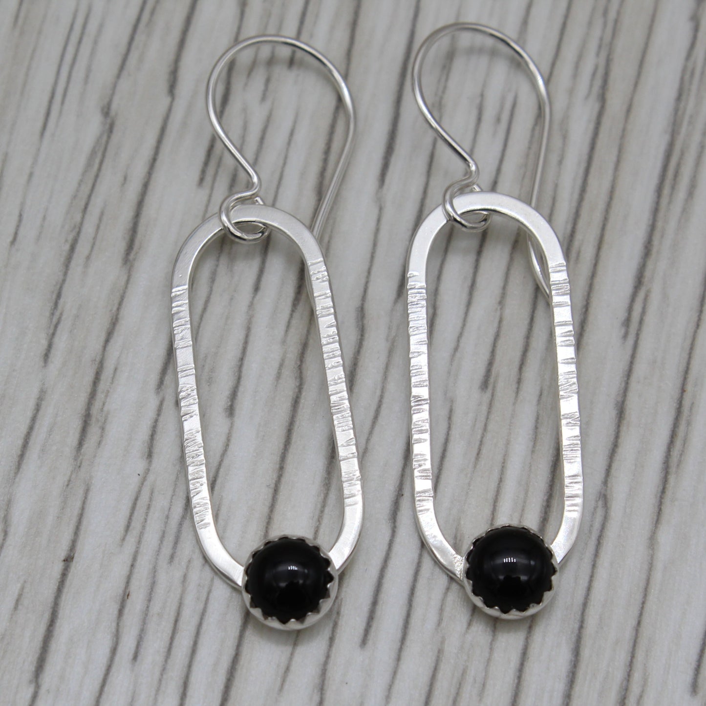 Onyx and Sterling Silver Dangle Earrings