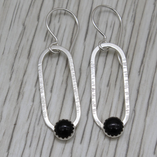 Onyx and Sterling Silver Dangle Earrings