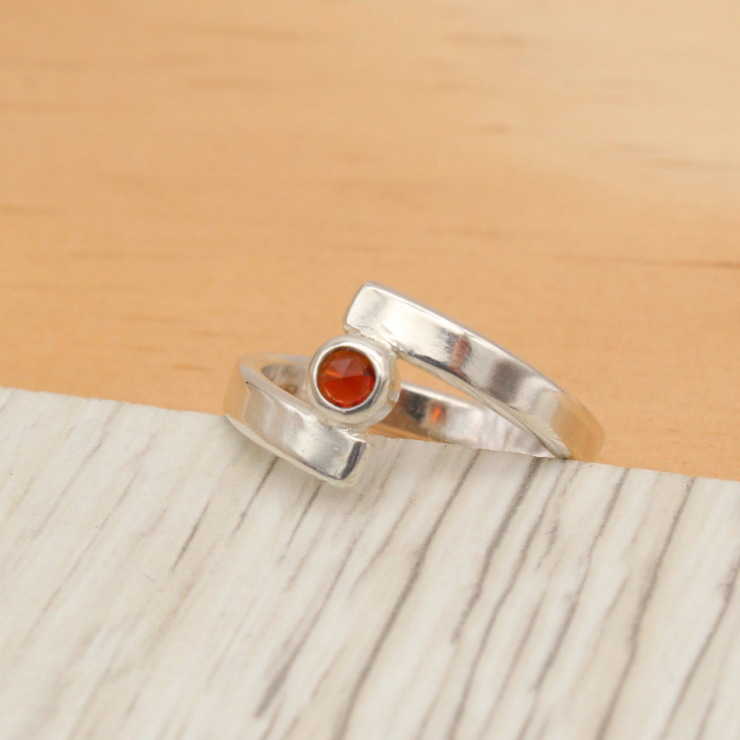 Garnet and Silver Ring Size 6