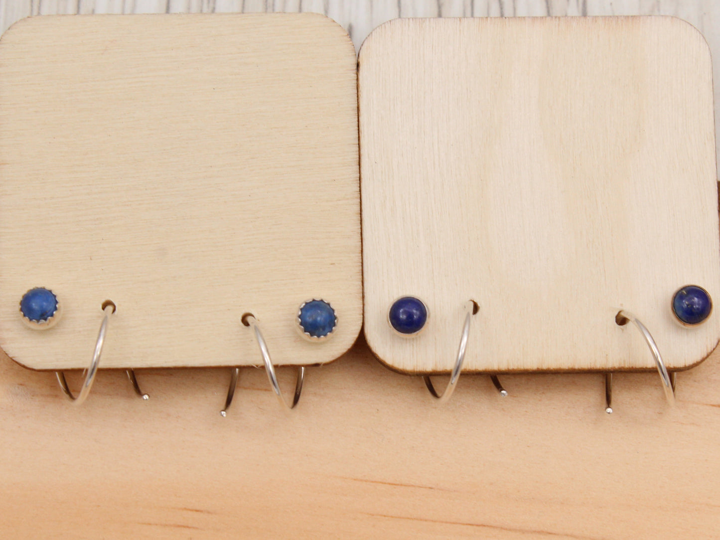 Denim Lapis Double Hoops