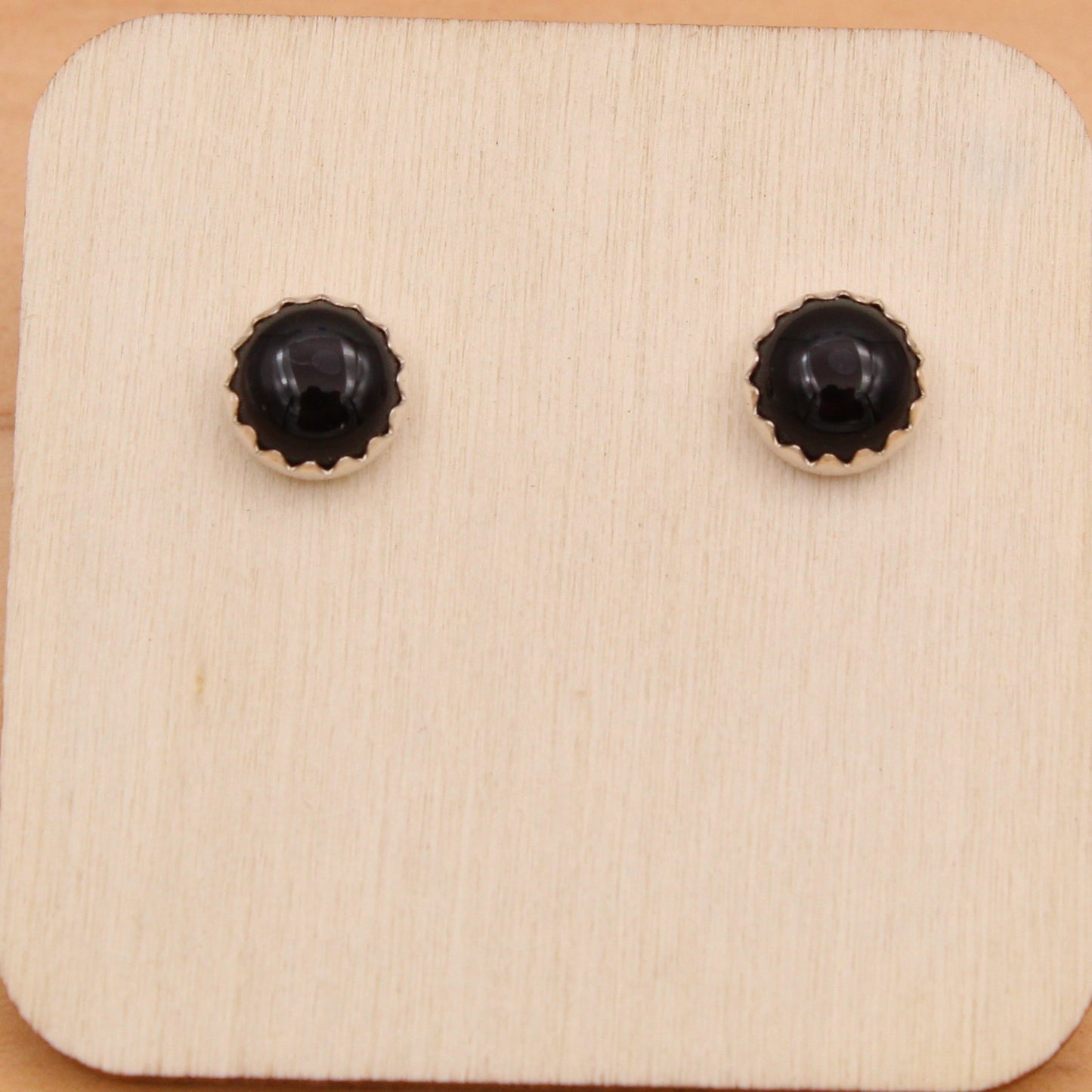 #3100 Onyx Studs with Serrated Setting - 6mm