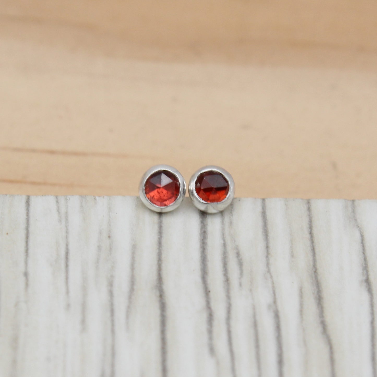 Tiny Garnet Studs