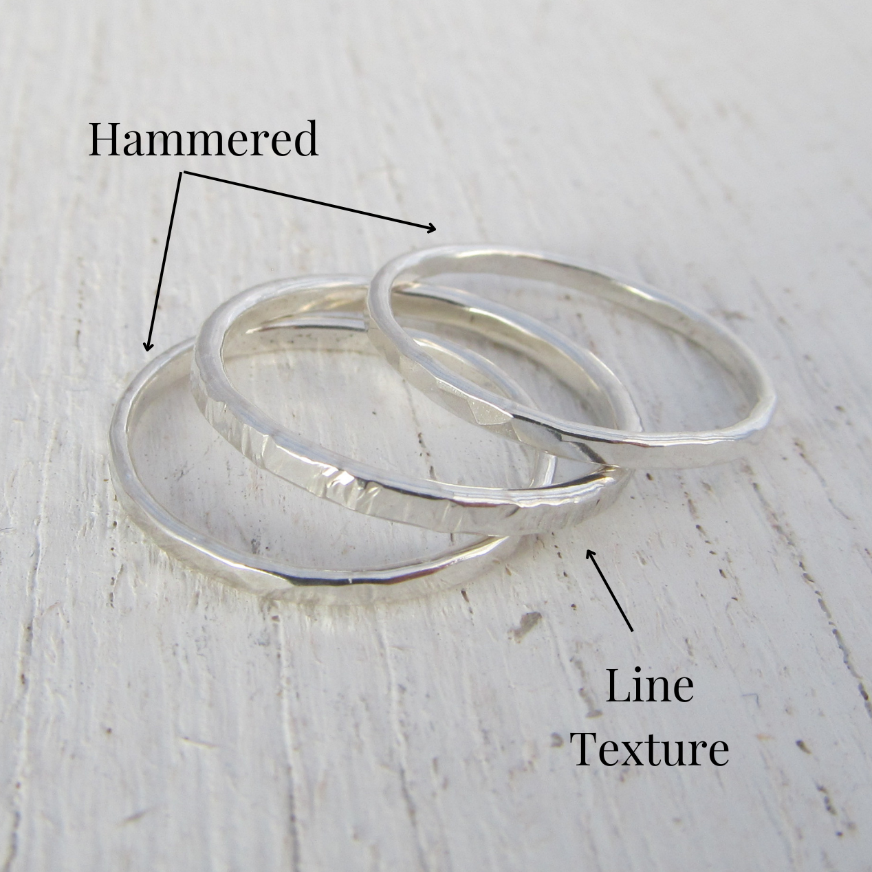 Skinny Stack Ring - Silver, Gold or Pink Gold - Sizes 9.5-13