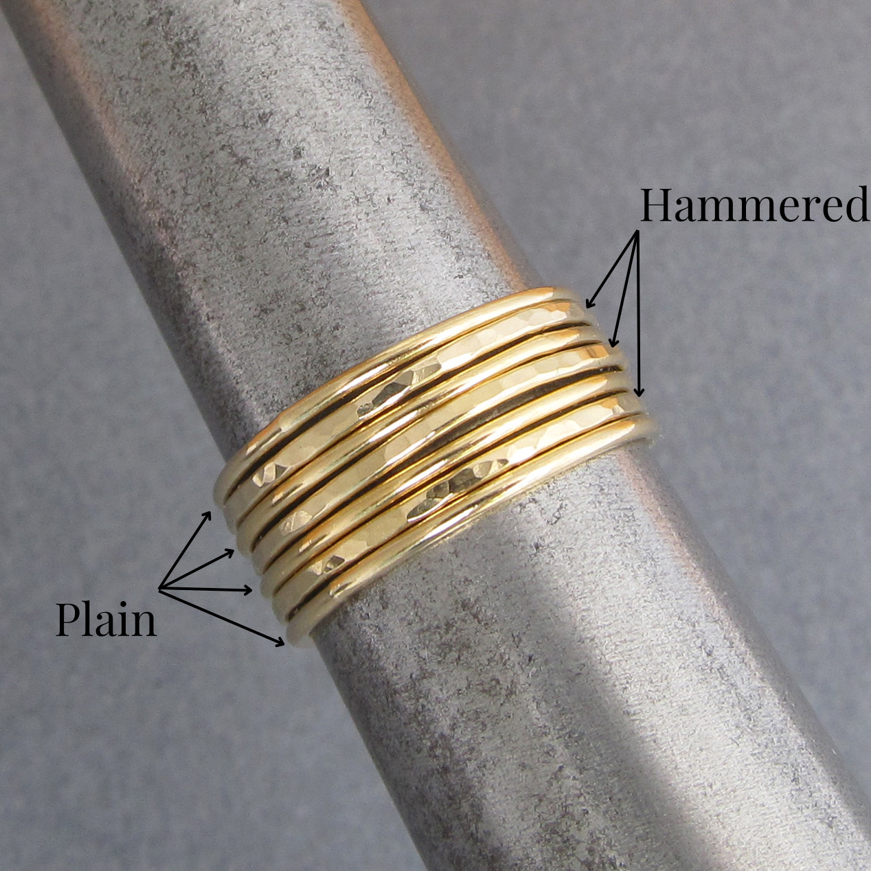 Skinny Stack Ring - Silver, Gold or Pink Gold - Sizes 9.5-13