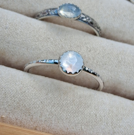 Size 9.5 Rainbow Moonstone Stack Ring