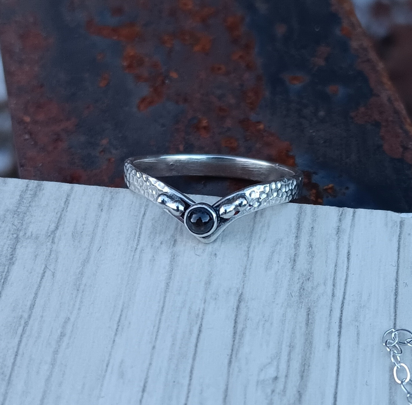 Size 8 Black Star Sapphire Ring