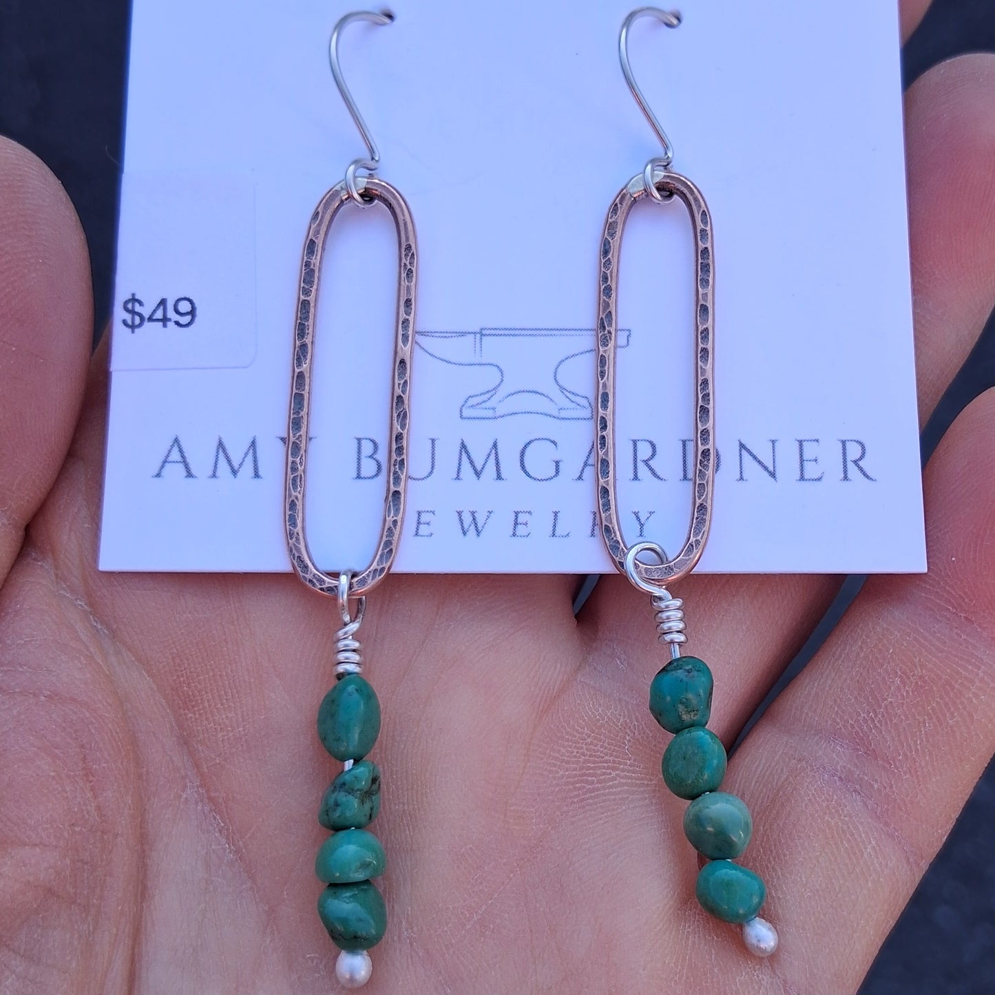 Copper and Hubei Turquoise Dangle Earrings