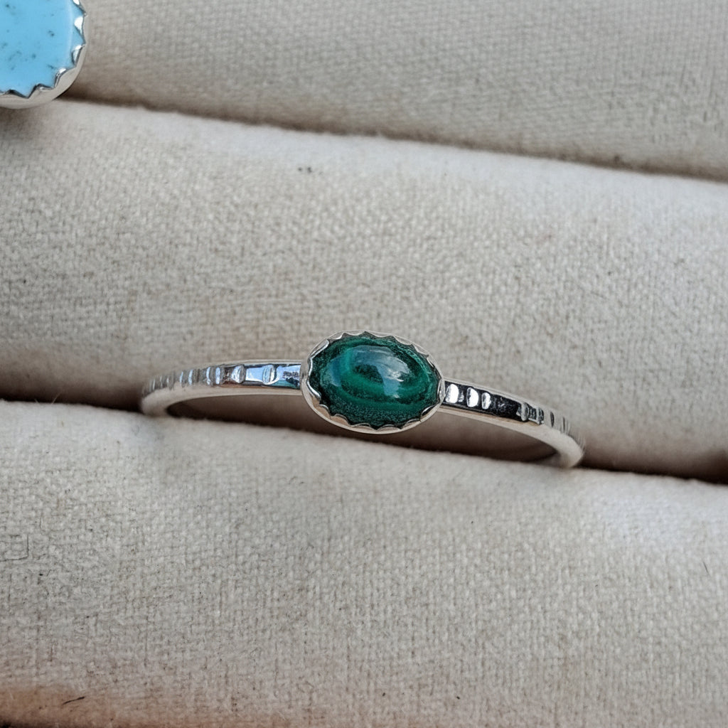 Size 9.5 Malachite and Sterling Silver Ring