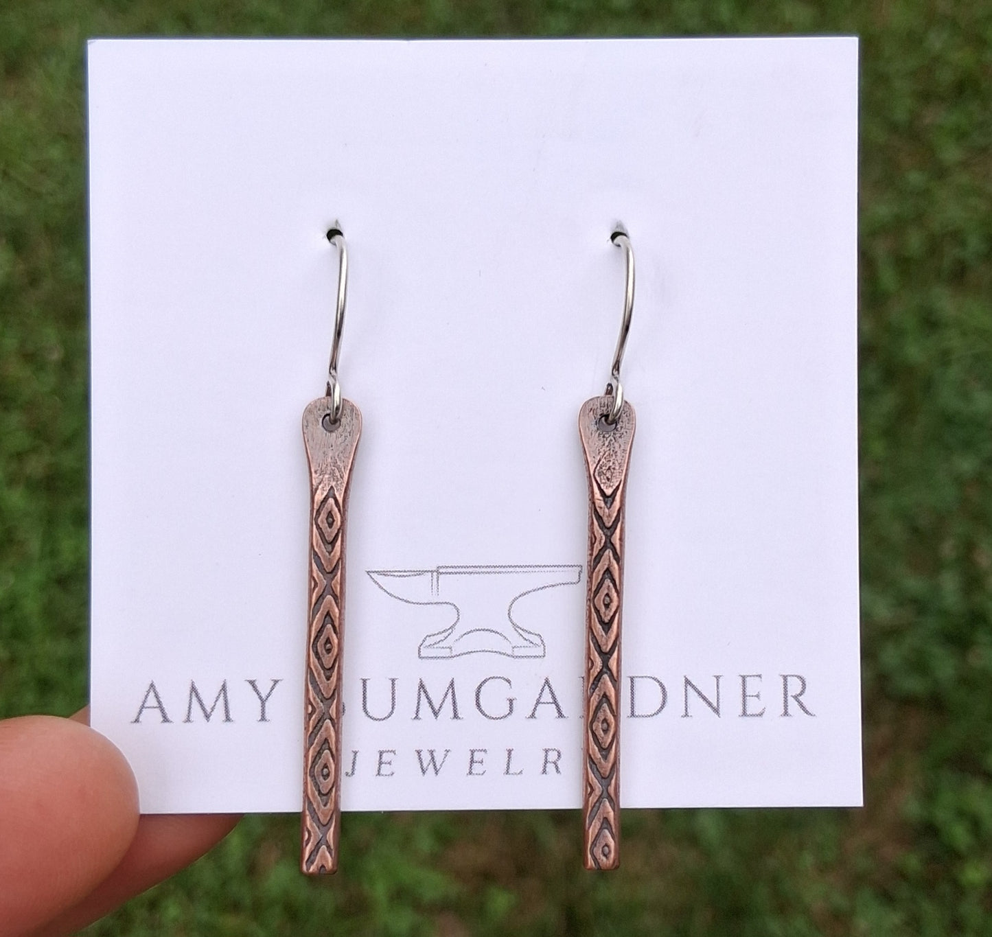 Reclaimed Copper Stick Earrings