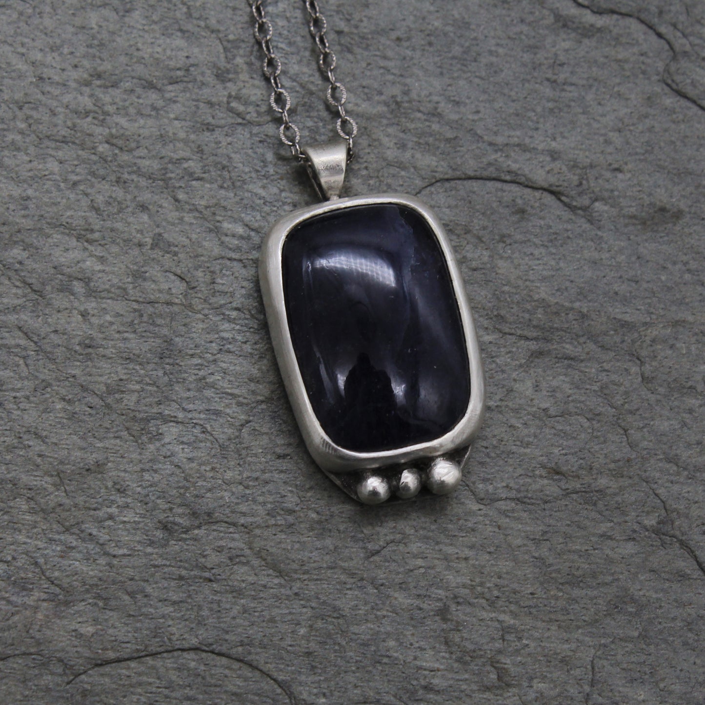 20% off - Iolite Puffy Rectangle Necklace