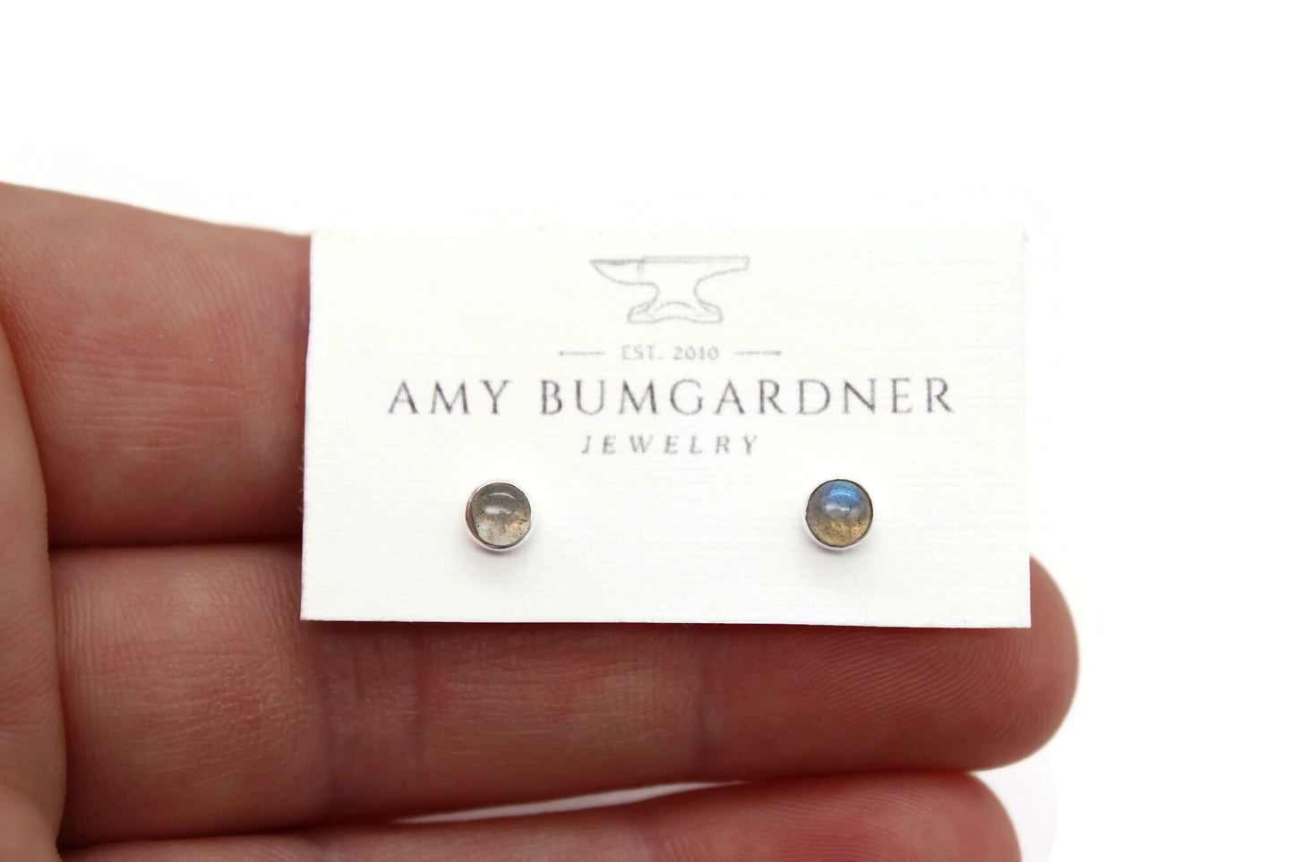 #3007 Labradorite Stud Earrings with Smooth Setting