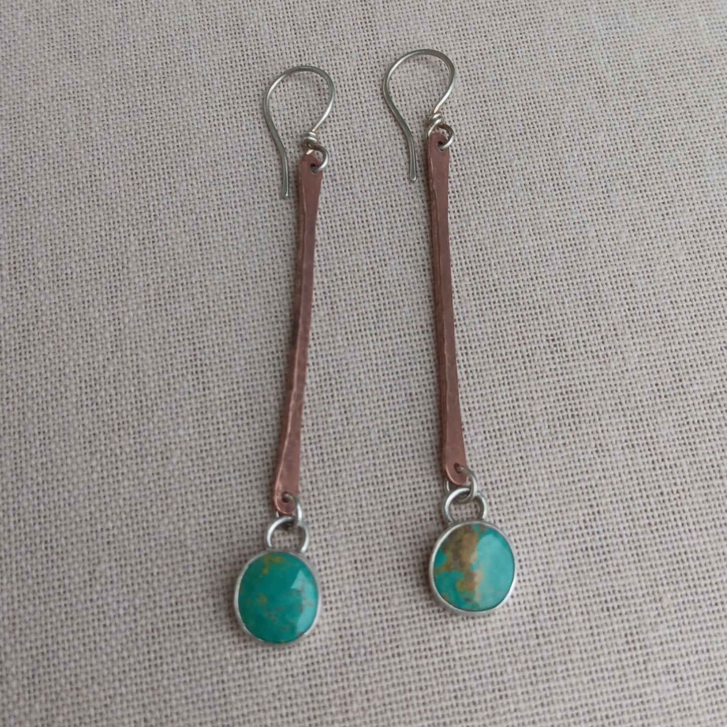 Kingman Turquoise and Reclaimed Copper Earrings
