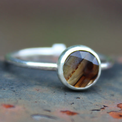 Size 10 Montana Agate Ring with 1.6mm Sterling Silver Round Band