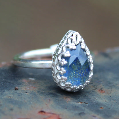 Size 6 Lapis Lazuli and Himalayan Quartz Doublet Ring