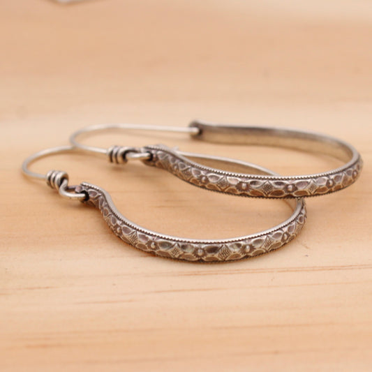 Dogwood Flower Sterling Silver Hoop Earrings