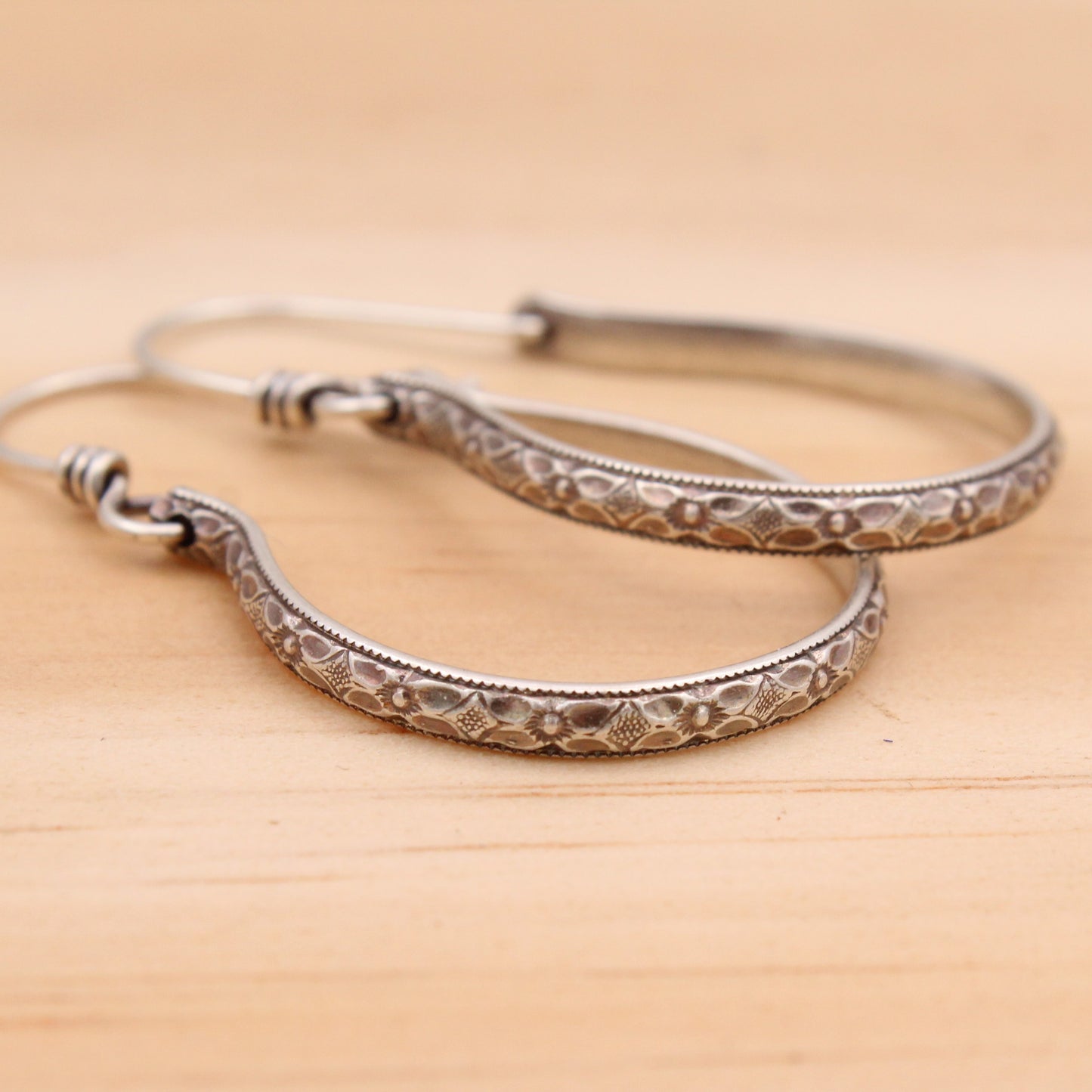 Dogwood Flower Sterling Silver Hoop Earrings