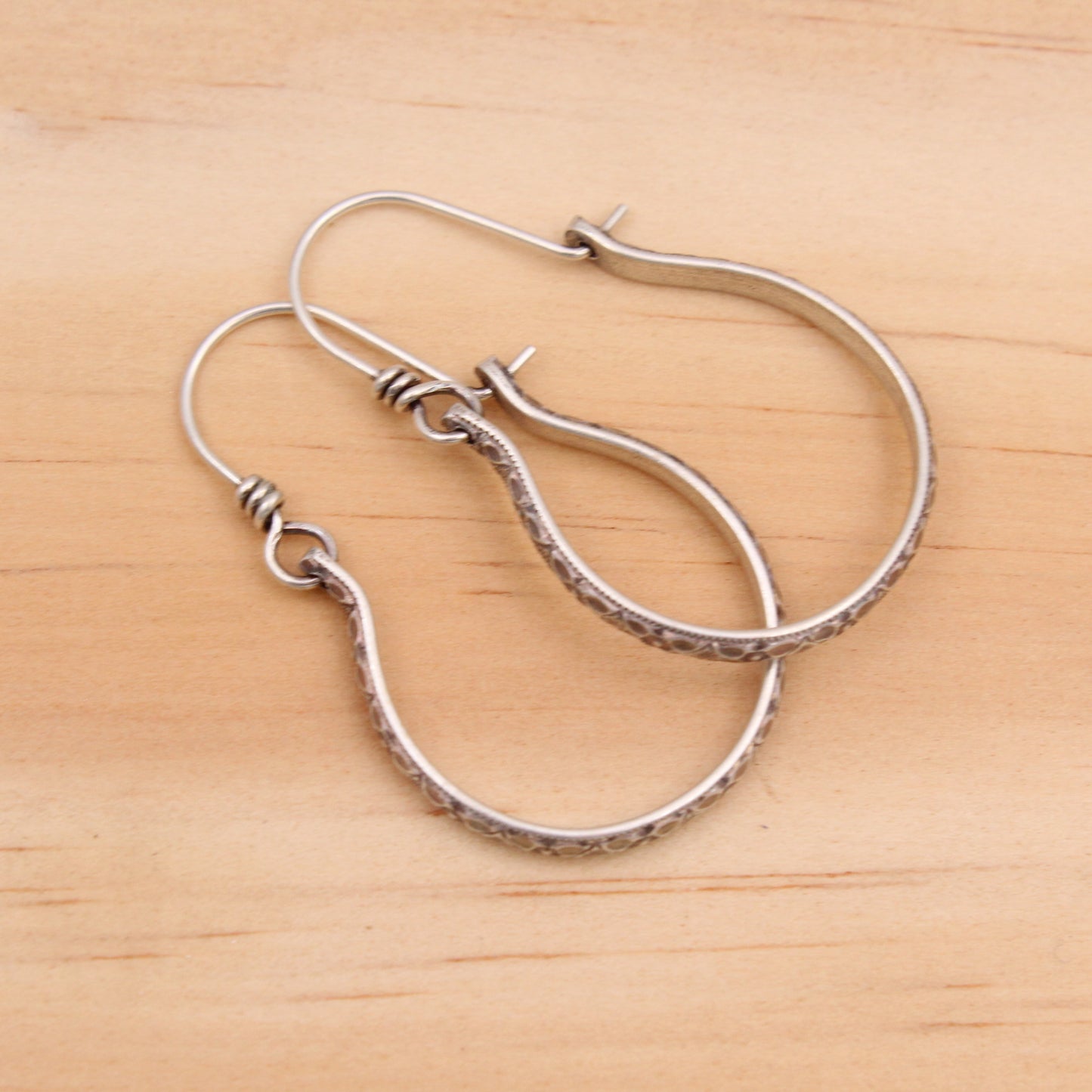 Dogwood Flower Sterling Silver Hoop Earrings