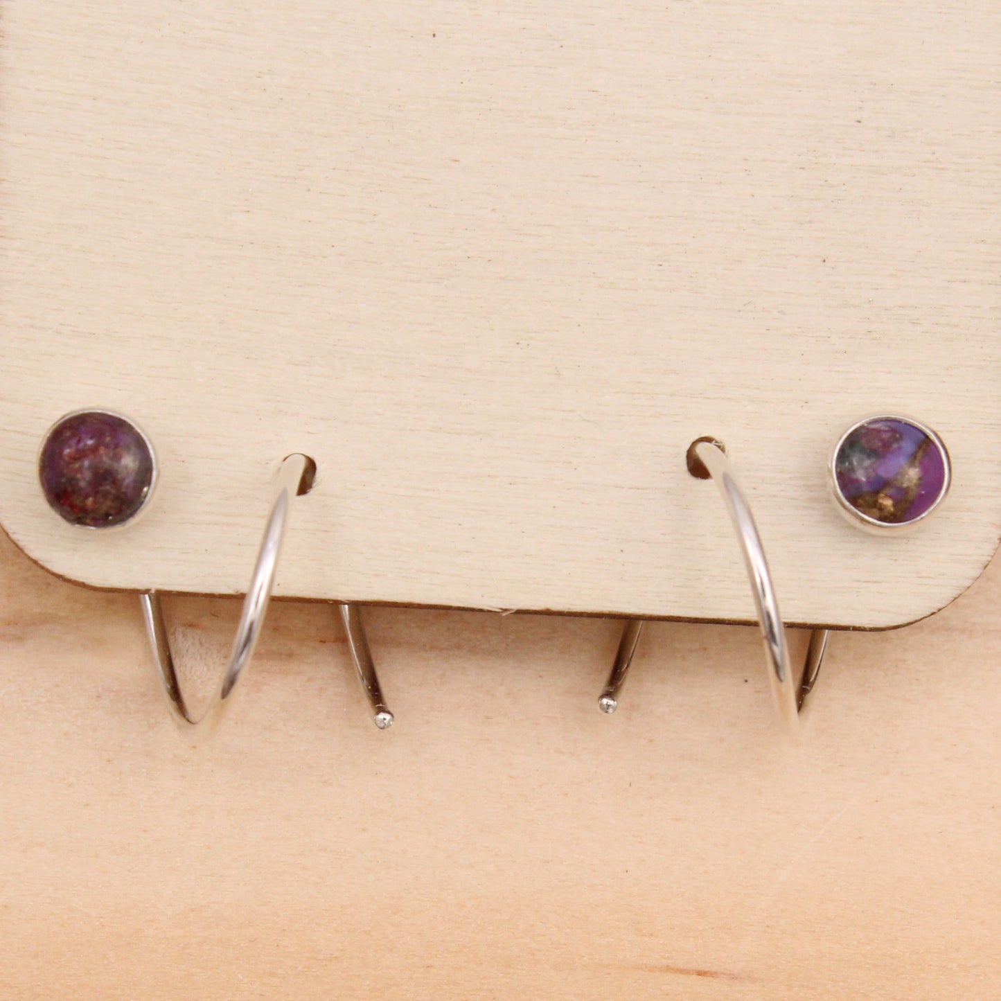 Purple Copper Turquoise Hoops for Two Piercings