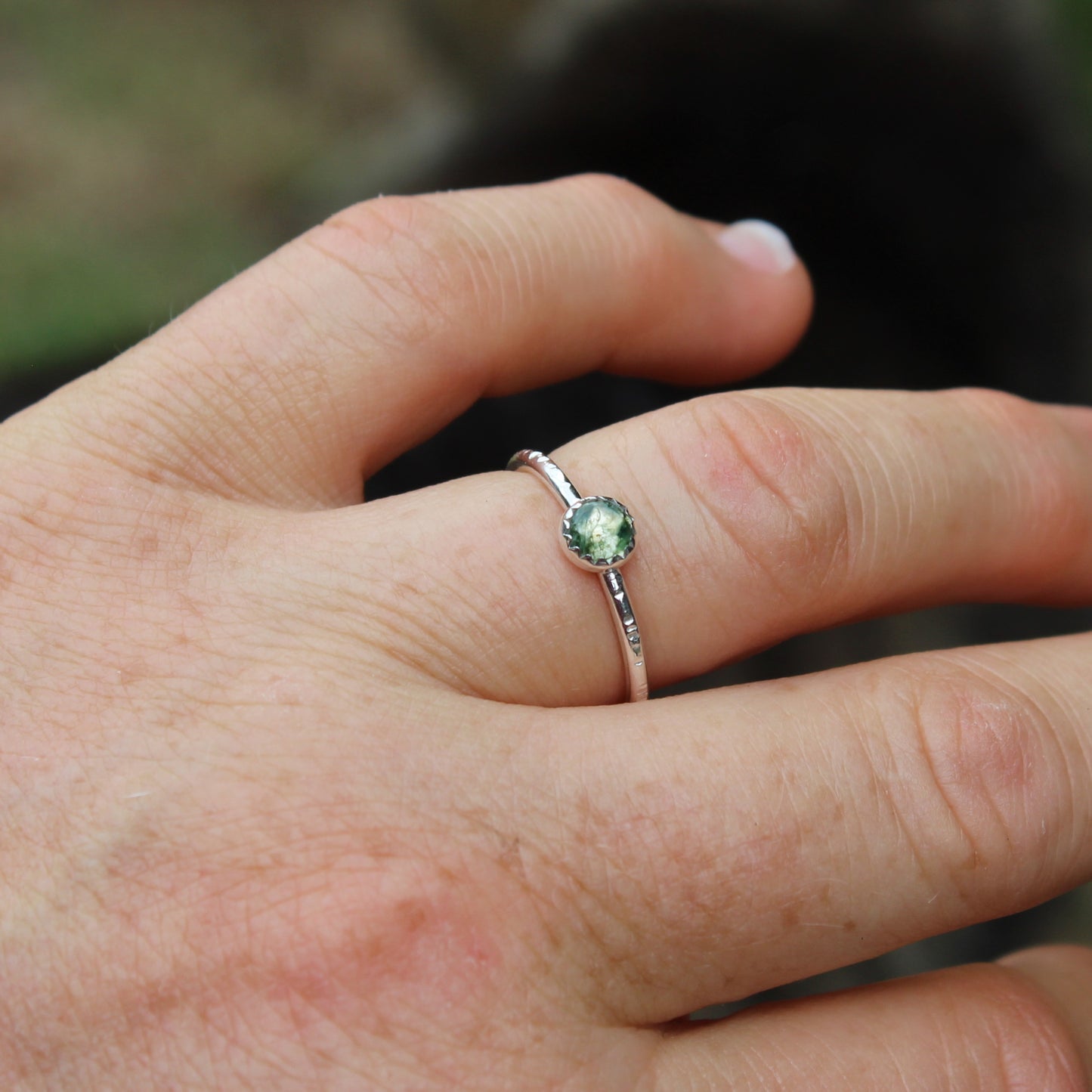 Size 8 Moss Agate Stack Ring