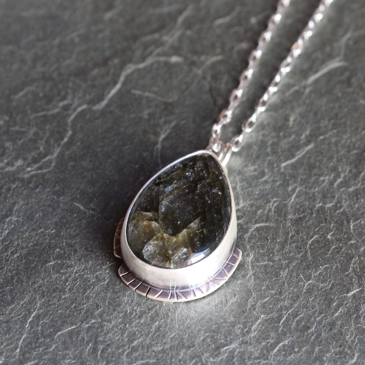 Flashy Labradorite and Sterling Silver Necklace