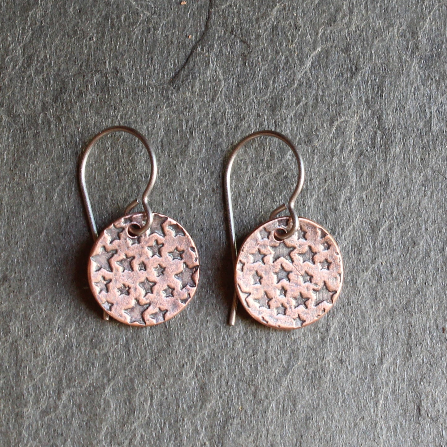 Small Copper and Titanium Dangle Earrings
