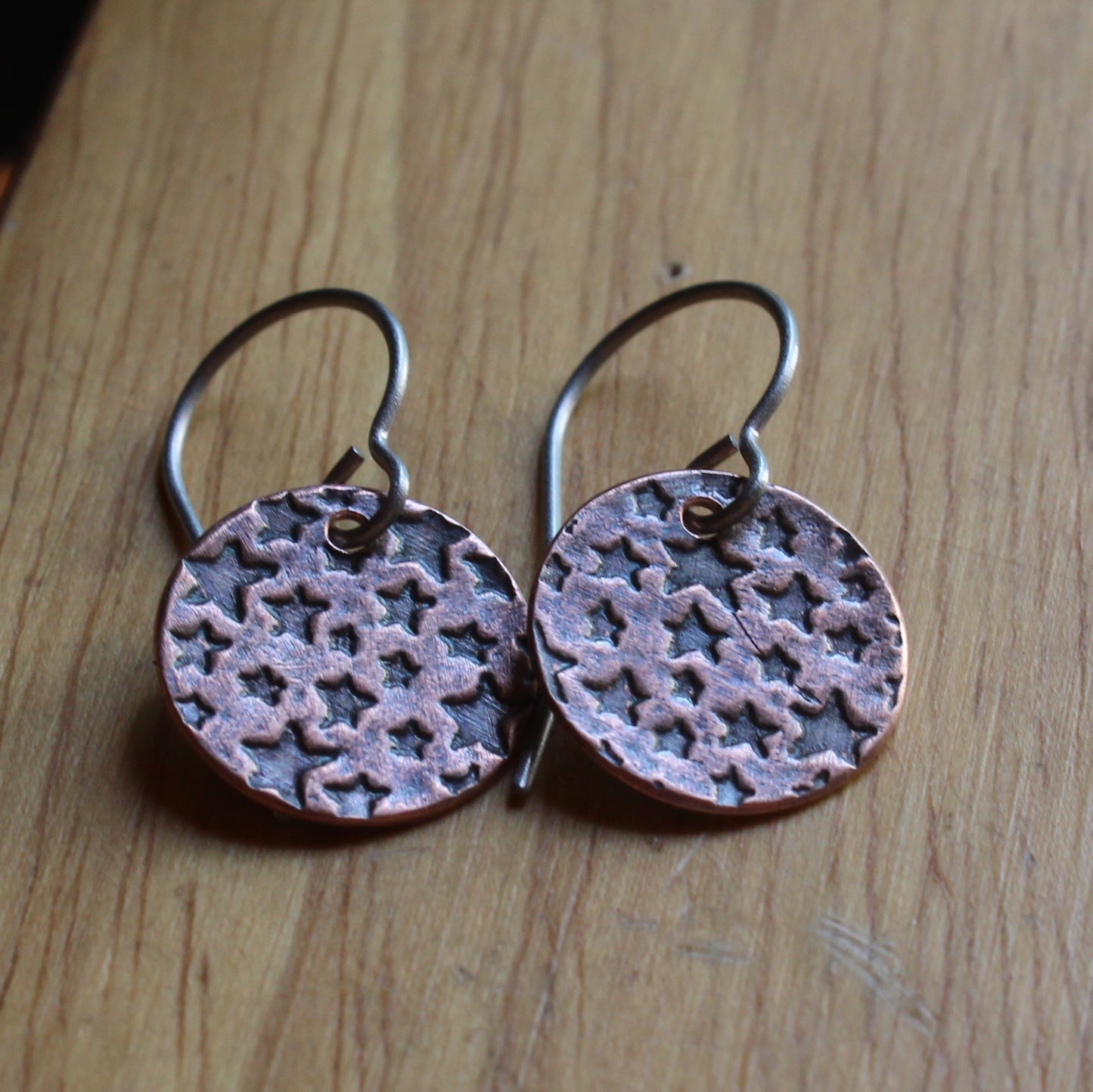 Small Copper and Titanium Dangle Earrings