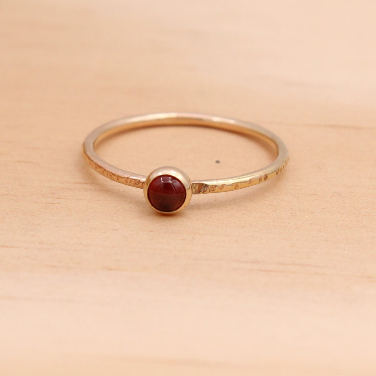 Garnet and Gold Filled Ring Size 7 1/2