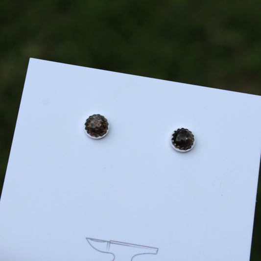6mm Black Moonstone and Silver Studs