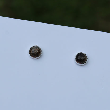 6mm Black Moonstone and Silver Studs