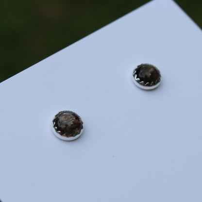 6mm Black Moonstone and Silver Studs