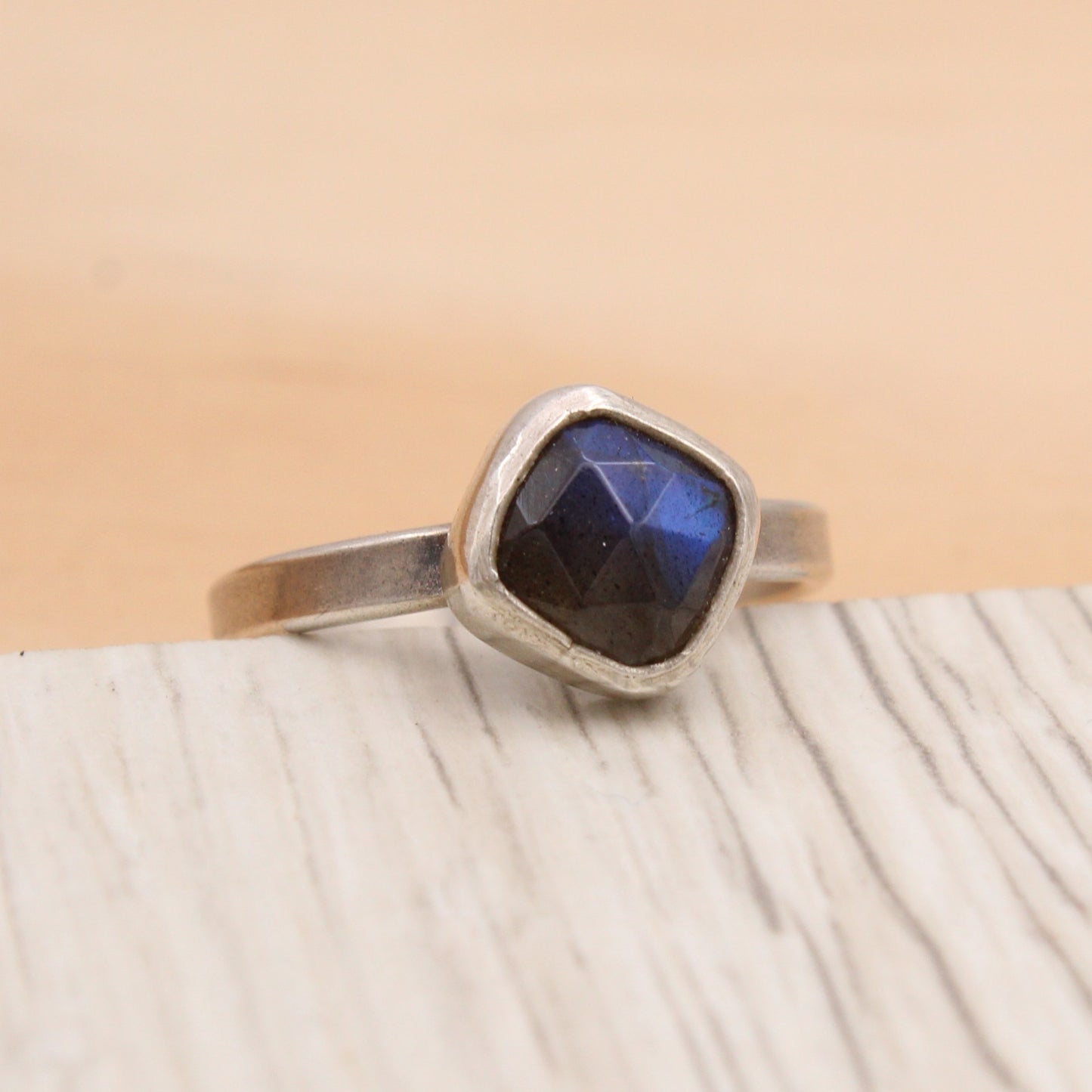 Square Labradorite Ring Size 8 1/2