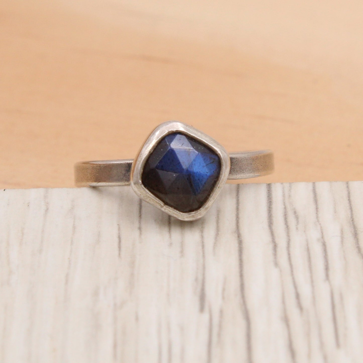 Square Labradorite Ring Size 8 1/2