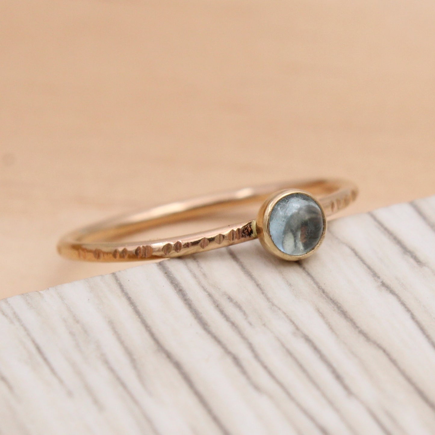 Swiss Blue Topaz and Gold Filled Ring Size 7 1/2